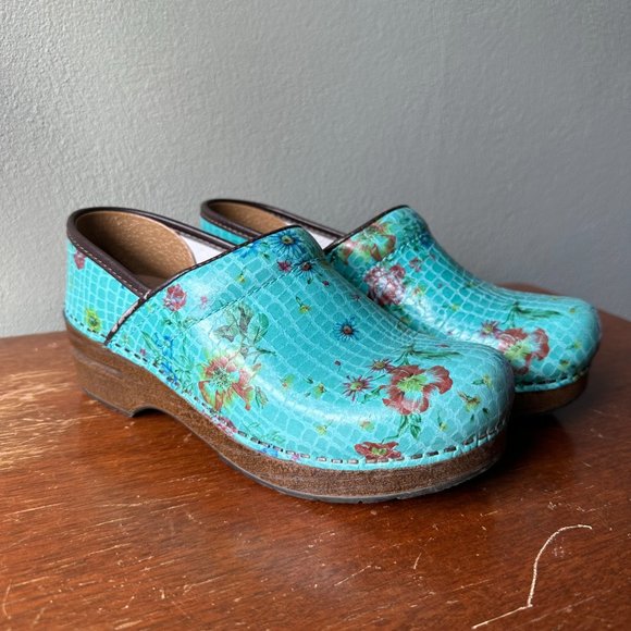 DANSKO Professional Clog turquoise floral snakeskin size 37 (US 6.5-7) - Picture 2 of 11